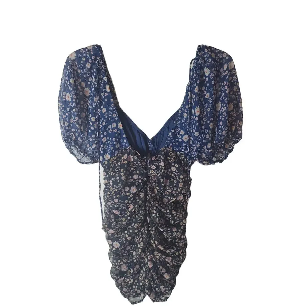 Free People Tessa Dress Floral Combo - Mini Chiffon Coastal Cowgirl, XS